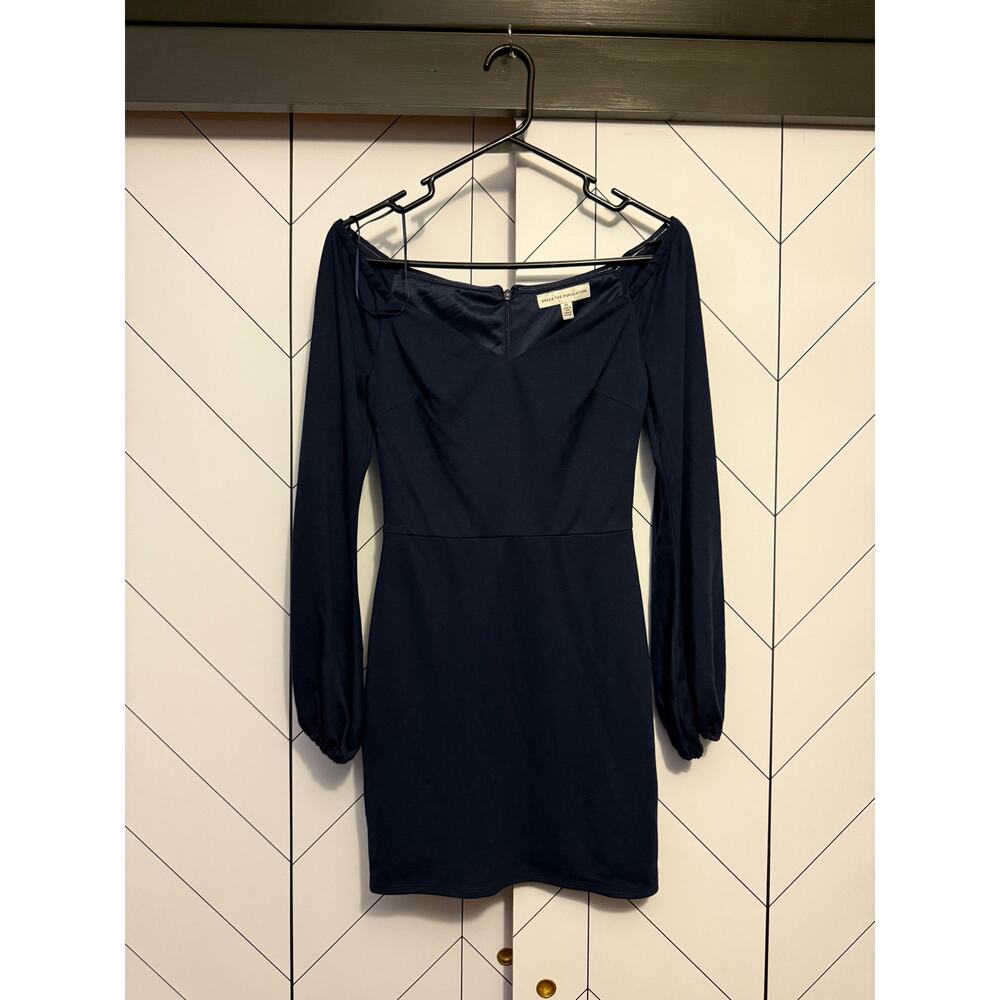 Dress the Population Women’s XS Esperanza Blue Puff Sleeve Bodycon Mini Dress